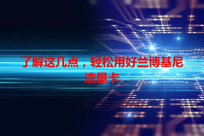 了解这几点，轻松用好兰博基尼流量卡