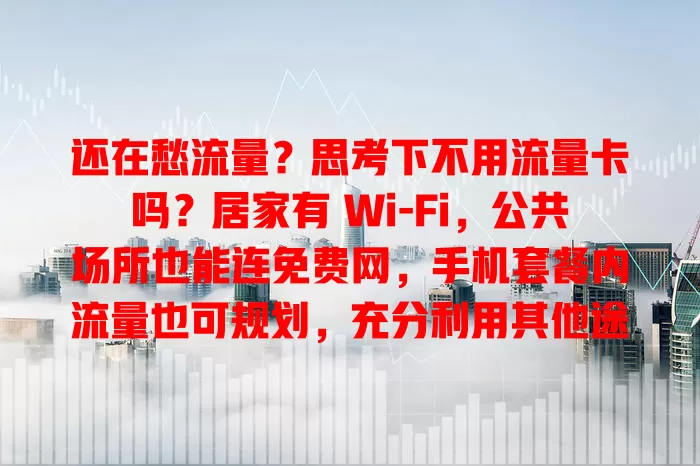 还在愁流量？思考下不用流量卡吗？居家有 Wi-Fi，公共场所也能连免费网，手机套餐内流量也可规划，充分利用其他途径，或能省费用，面临流量问题时想想，也许有新可能