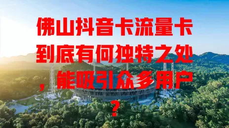 佛山抖音卡流量卡到底有何独特之处，能吸引众多用户？