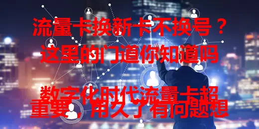 流量卡换新卡不换号？这里的门道你知道吗

数字化时代流量卡超重要，用久了有问题想换卡又怕换号麻烦。其实现在很多流量卡能换新不换号，靠运营商技术支持，优势多，还能自由换套餐，超便捷！