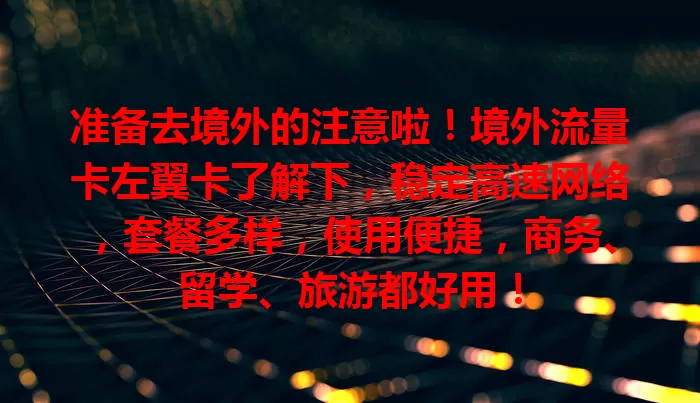 准备去境外的注意啦！境外流量卡左翼卡了解下，稳定高速网络，套餐多样，使用便捷，商务、留学、旅游都好用！