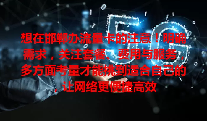 想在邯郸办流量卡的注意！明确需求，关注套餐、费用与服务，多方面考量才能挑到适合自己的，让网络更便捷高效