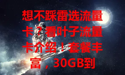 想不踩雷选流量卡？看叶子流量卡介绍！套餐丰富，30GB到上百GB可选，5G高速，费用亲民，使用范围广，服务优，给你全新通信体验，值得深入了解！