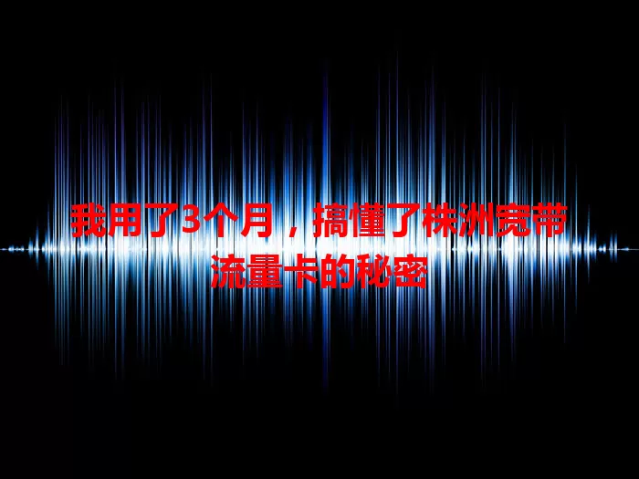 我用了3个月，搞懂了株洲宽带流量卡的秘密