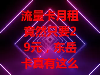 流量卡月租竟然只要29元，东岳卡真有这么划算？