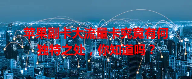 苹果副卡大流量卡究竟有何独特之处，你知道吗？