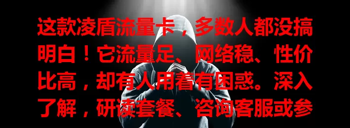 这款凌盾流量卡，多数人都没搞明白！它流量足、网络稳、性价比高，却有人用着有困惑。深入了解，研读套餐、咨询客服或参考评测，就能发挥其价值，畅享网络时光