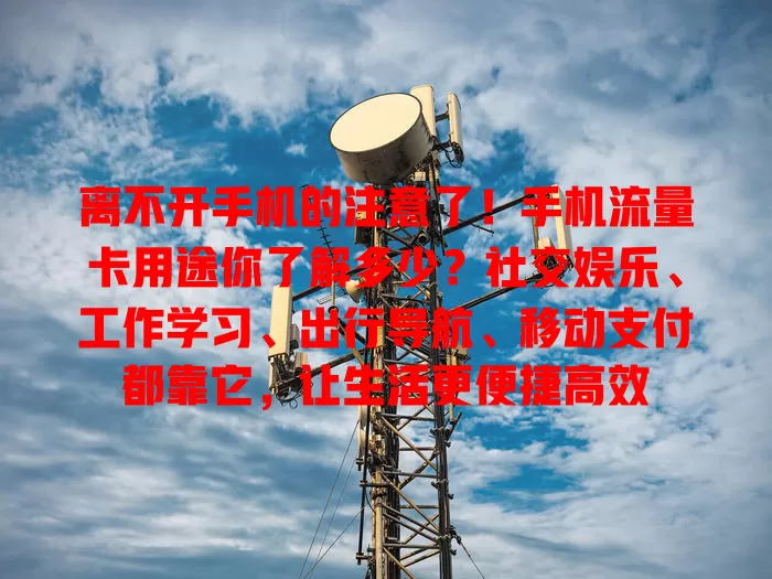 离不开手机的注意了！手机流量卡用途你了解多少？社交娱乐、工作学习、出行导航、移动支付都靠它，让生活更便捷高效