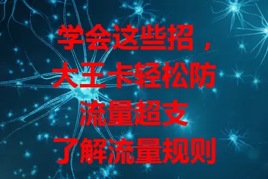 学会这些招，大王卡轻松防流量超支

了解流量规则，合理设提醒，关自动更新与后台程序，非Wi-Fi避大流量操作，关注官方优惠，用大王卡不再为流量烦恼