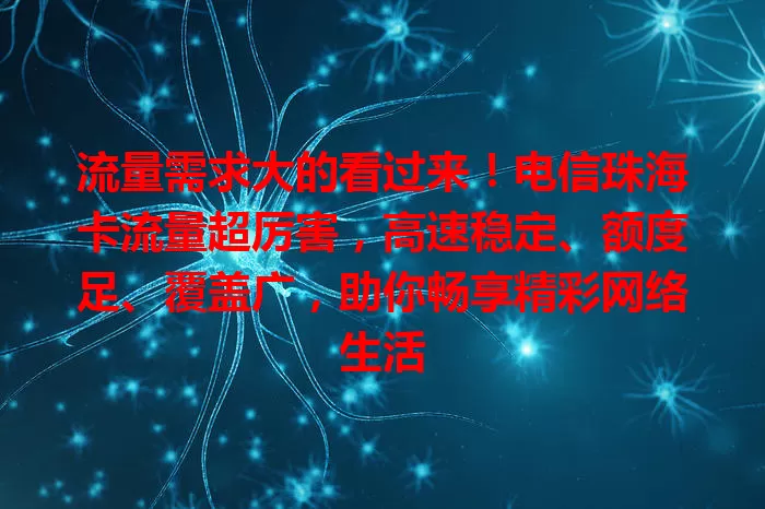 流量需求大的看过来！电信珠海卡流量超厉害，高速稳定、额度足、覆盖广，助你畅享精彩网络生活