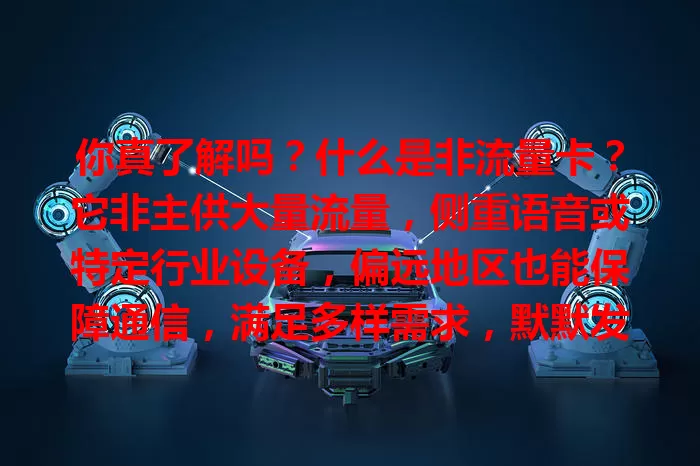 你真了解吗？什么是非流量卡？它非主供大量流量，侧重语音或特定行业设备，偏远地区也能保障通信，满足多样需求，默默发挥重要作用