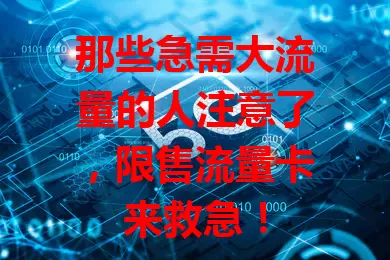 那些急需大流量的人注意了，限售流量卡来救急！