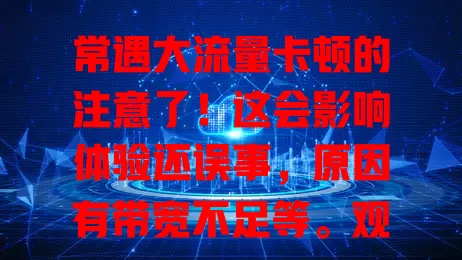 常遇大流量卡顿的注意了！这会影响体验还误事，原因有带宽不足等。观看视频、工作学习都受影响，解决办法有升级带宽、优化环境等，快摆脱困扰享流畅网络