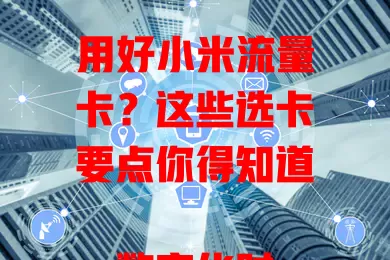 用好小米流量卡？这些选卡要点你得知道

数字化时代流量超重要，小米用户选合适流量卡很关键。要考虑套餐性价比，依习惯选，关注网络覆盖、服务质量与兼容性，综合多因素，让你用小米享稳定实惠流量。