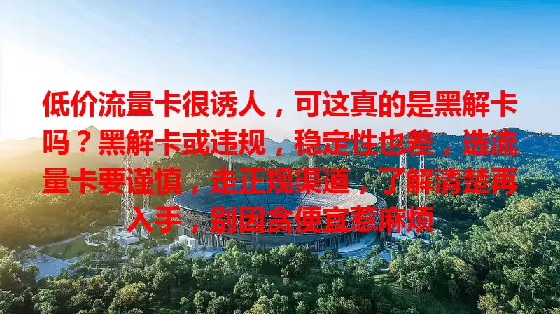 低价流量卡很诱人，可这真的是黑解卡吗？黑解卡或违规，稳定性也差，选流量卡要谨慎，走正规渠道，了解清楚再入手，别因贪便宜惹麻烦