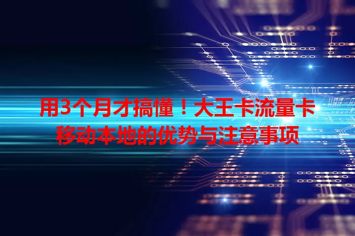 用3个月才搞懂！大王卡流量卡移动本地的优势与注意事项