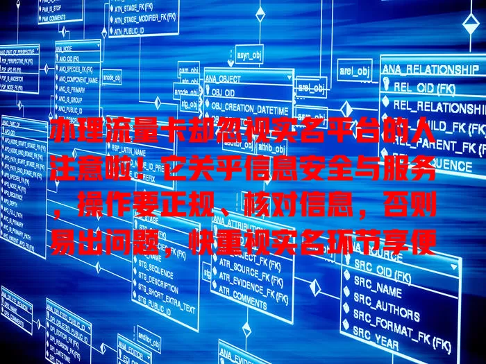 办理流量卡却忽视实名平台的人注意啦！它关乎信息安全与服务，操作要正规、核对信息，否则易出问题，快重视实名环节享便利保安全