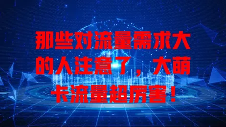 那些对流量需求大的人注意了，大萌卡流量超厉害！