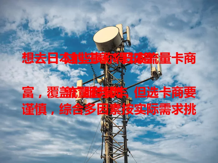 想去日本的注意！日本流量卡商这些事你得知道

流量套餐丰富，覆盖广服务优，但选卡商要谨慎，综合多因素按实际需求挑，才能在日本畅享便捷网络，让行程更顺利愉快