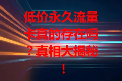 低价永久流量卡真的存在吗？真相大揭秘！