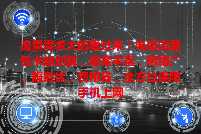 流量需求大的看过来！电信流量包卡超划算，套餐丰富，网络广，服务优，费用省，全方位保障手机上网