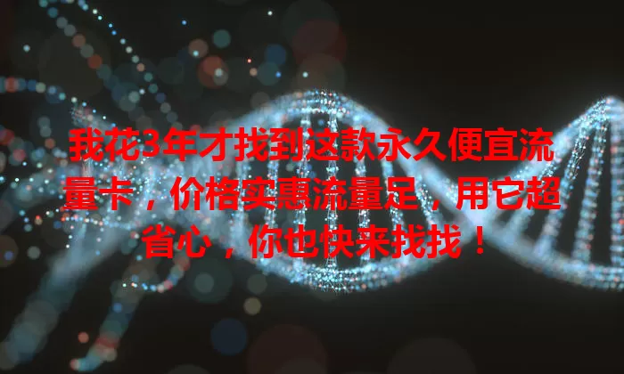 我花3年才找到这款永久便宜流量卡，价格实惠流量足，用它超省心，你也快来找找！