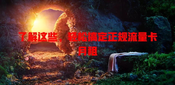 了解这些，轻松搞定正规流量卡月租