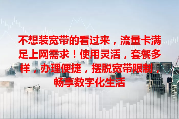 不想装宽带的看过来，流量卡满足上网需求！使用灵活，套餐多样，办理便捷，摆脱宽带限制，畅享数字化生活