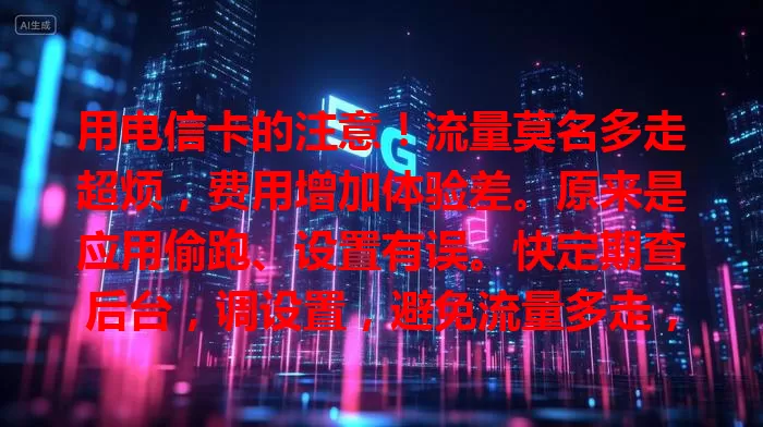 用电信卡的注意！流量莫名多走超烦，费用增加体验差。原来是应用偷跑、设置有误。快定期查后台，调设置，避免流量多走，畅享稳定网络