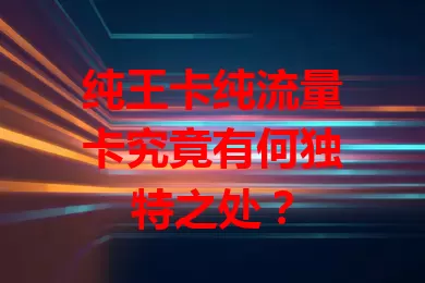 纯王卡纯流量卡究竟有何独特之处？