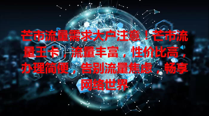 芒市流量需求大户注意！芒市流量王卡，流量丰富，性价比高，办理简便，告别流量焦虑，畅享网络世界