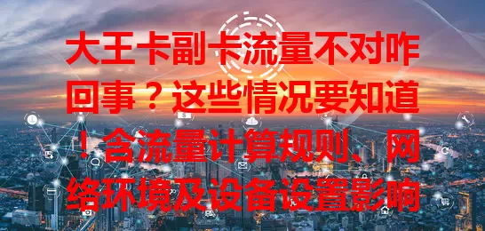 大王卡副卡流量不对咋回事？这些情况要知道！含流量计算规则、网络环境及设备设置影响，流量不对别慌，排查解决保正常