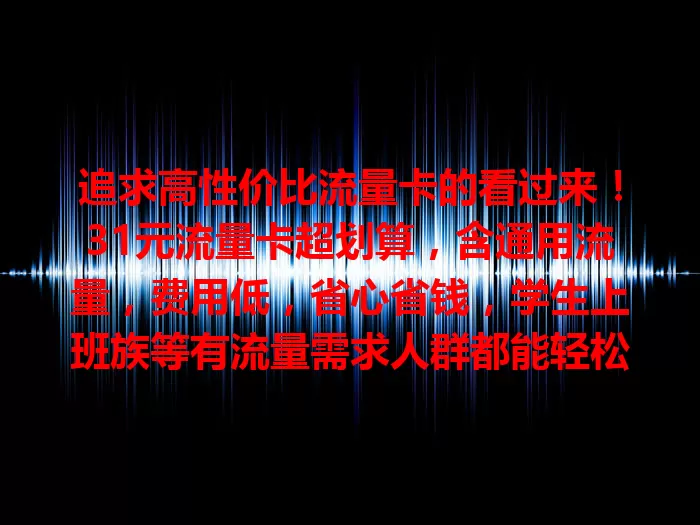 追求高性价比流量卡的看过来！31元流量卡超划算，含通用流量，费用低，省心省钱，学生上班族等有流量需求人群都能轻松畅享网络，是实惠之选