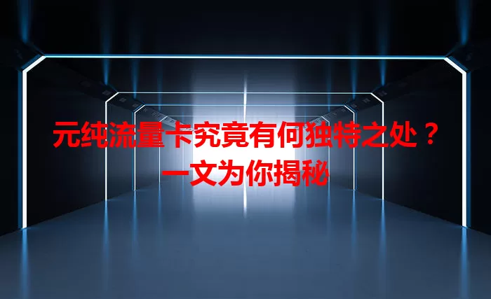 元纯流量卡究竟有何独特之处？一文为你揭秘