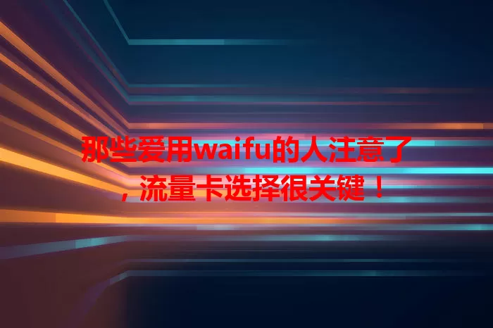 那些爱用waifu的人注意了，流量卡选择很关键！