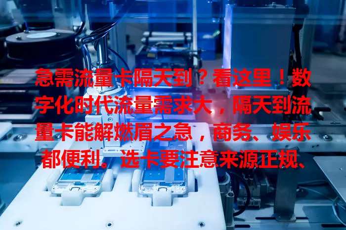 急需流量卡隔天到？看这里！数字化时代流量需求大，隔天到流量卡能解燃眉之急，商务、娱乐都便利。选卡要注意来源正规、套餐合适，它是网络生活高效之选。