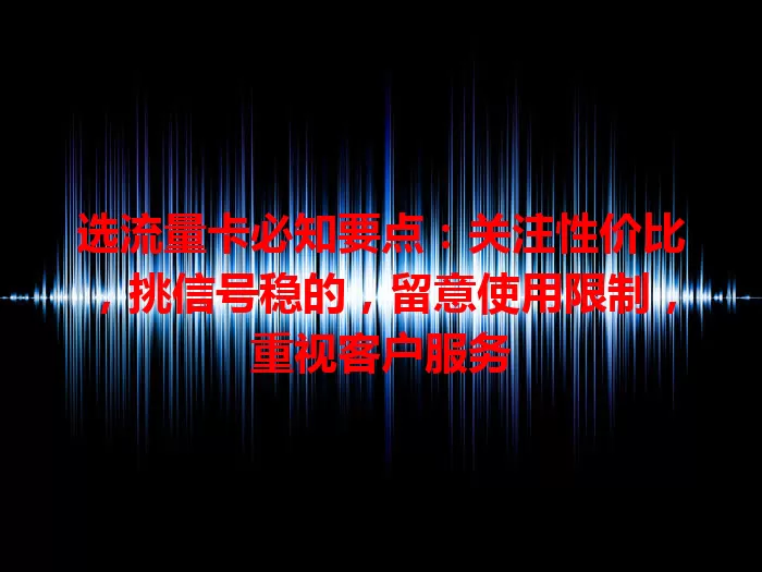 选流量卡必知要点：关注性价比，挑信号稳的，留意使用限制，重视客户服务