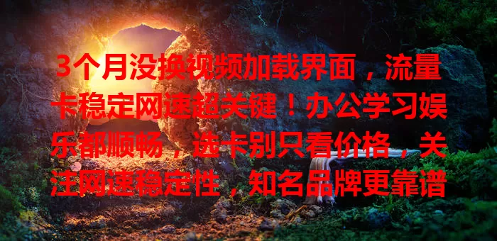 3个月没换视频加载界面，流量卡稳定网速超关键！办公学习娱乐都顺畅，选卡别只看价格，关注网速稳定性，知名品牌更靠谱，开启畅快网络生活