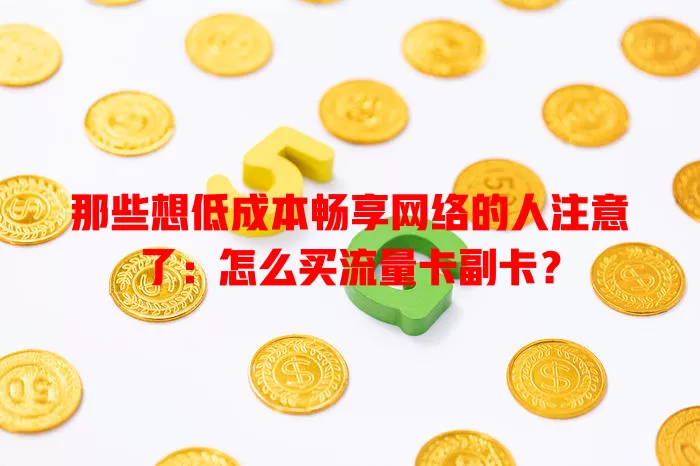 那些想低成本畅享网络的人注意了：怎么买流量卡副卡？