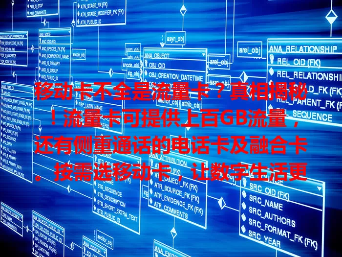 移动卡不全是流量卡？真相揭秘！流量卡可提供上百GB流量，还有侧重通话的电话卡及融合卡。按需选移动卡，让数字生活更便捷