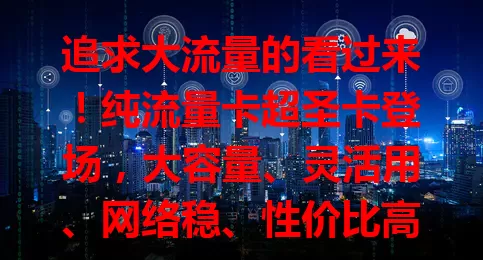 追求大流量的看过来！纯流量卡超圣卡登场，大容量、灵活用、网络稳、性价比高，助你开启流量自由之旅