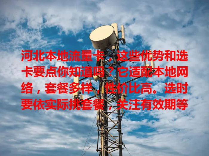 河北本地流量卡，这些优势和选卡要点你知道吗？它适配本地网络，套餐多样，性价比高。选时要依实际挑套餐，关注有效期等，了解特点选对就能畅享网络便利 。