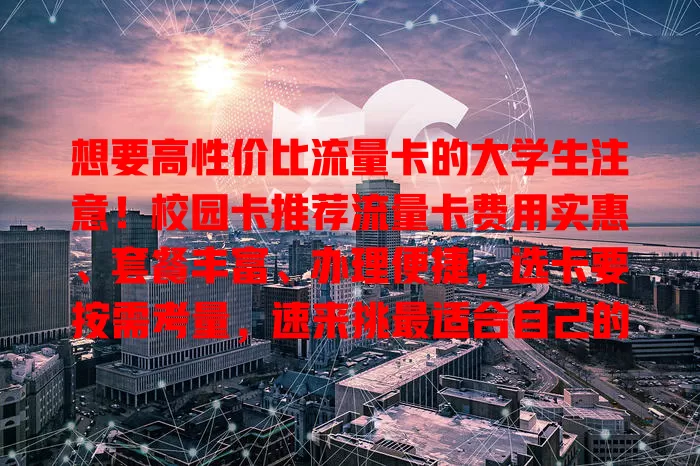想要高性价比流量卡的大学生注意！校园卡推荐流量卡费用实惠、套餐丰富、办理便捷，选卡要按需考量，速来挑最适合自己的！