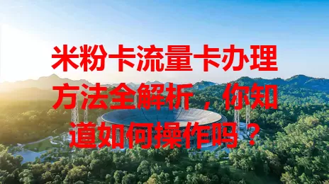 米粉卡流量卡办理方法全解析，你知道如何操作吗？