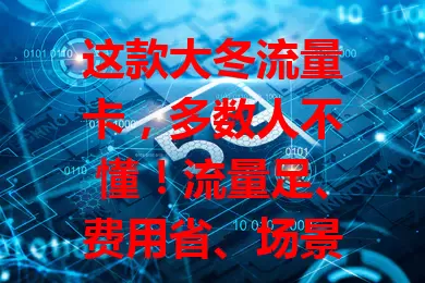 这款大冬流量卡，多数人不懂！流量足、费用省、场景广、优势多，是上网优质之选