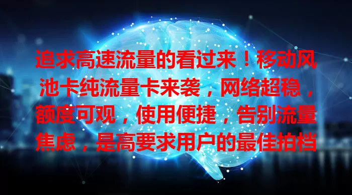 追求高速流量的看过来！移动风池卡纯流量卡来袭，网络超稳，额度可观，使用便捷，告别流量焦虑，是高要求用户的最佳拍档
