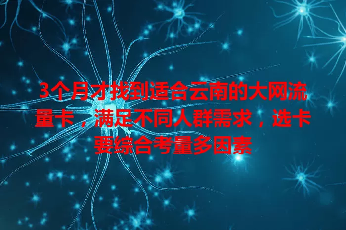 3个月才找到适合云南的大网流量卡，满足不同人群需求，选卡要综合考量多因素