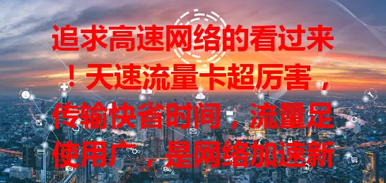追求高速网络的看过来！天速流量卡超厉害，传输快省时间，流量足使用广，是网络加速新宠！