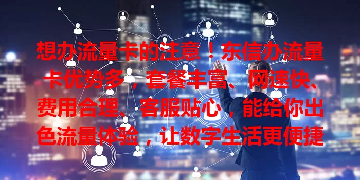 想办流量卡的注意！东信办流量卡优势多，套餐丰富、网速快、费用合理、客服贴心，能给你出色流量体验，让数字生活更便捷