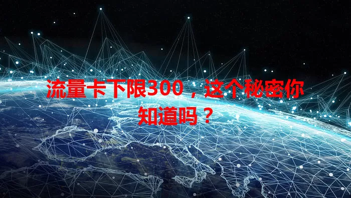 流量卡下限300，这个秘密你知道吗？